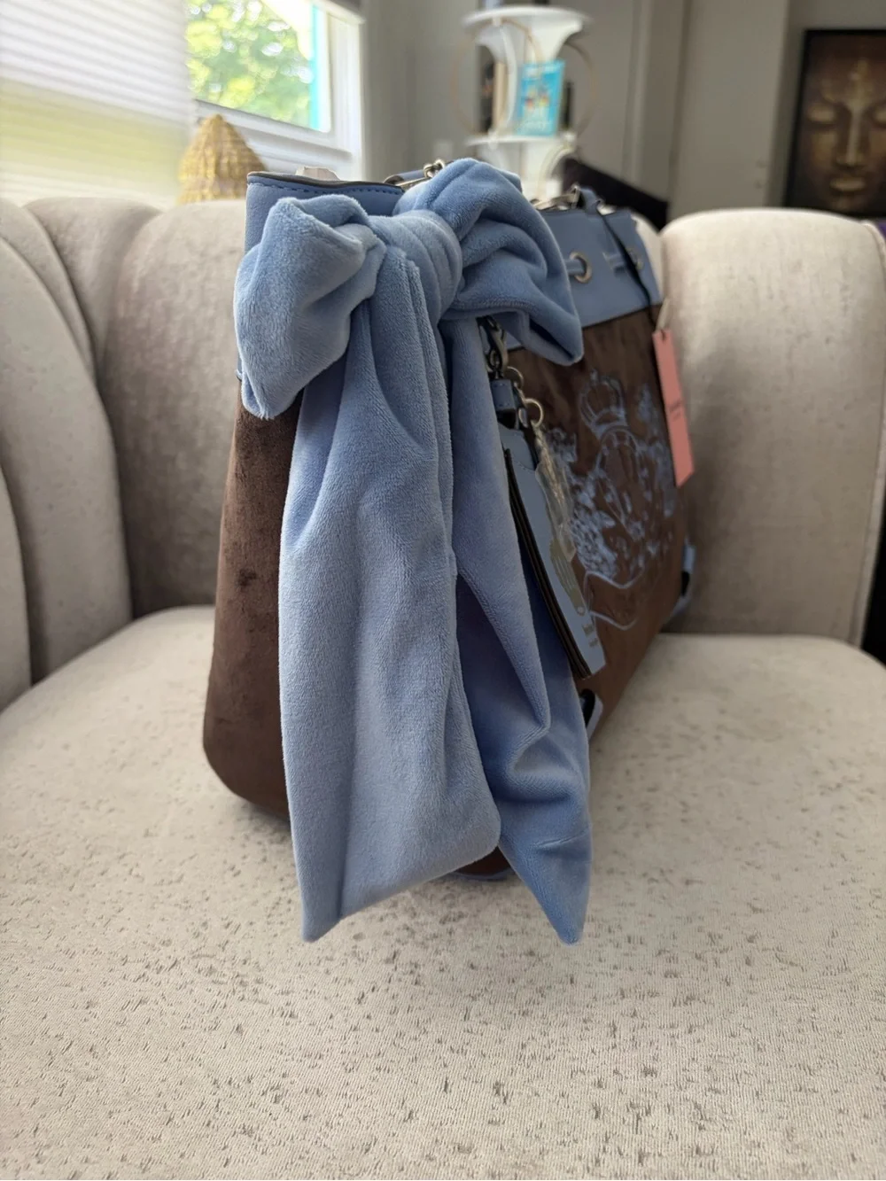 NWT: Juicy Couture Vintage Y2K Scottie Dogs Brown and Blue Daydreamer Tote